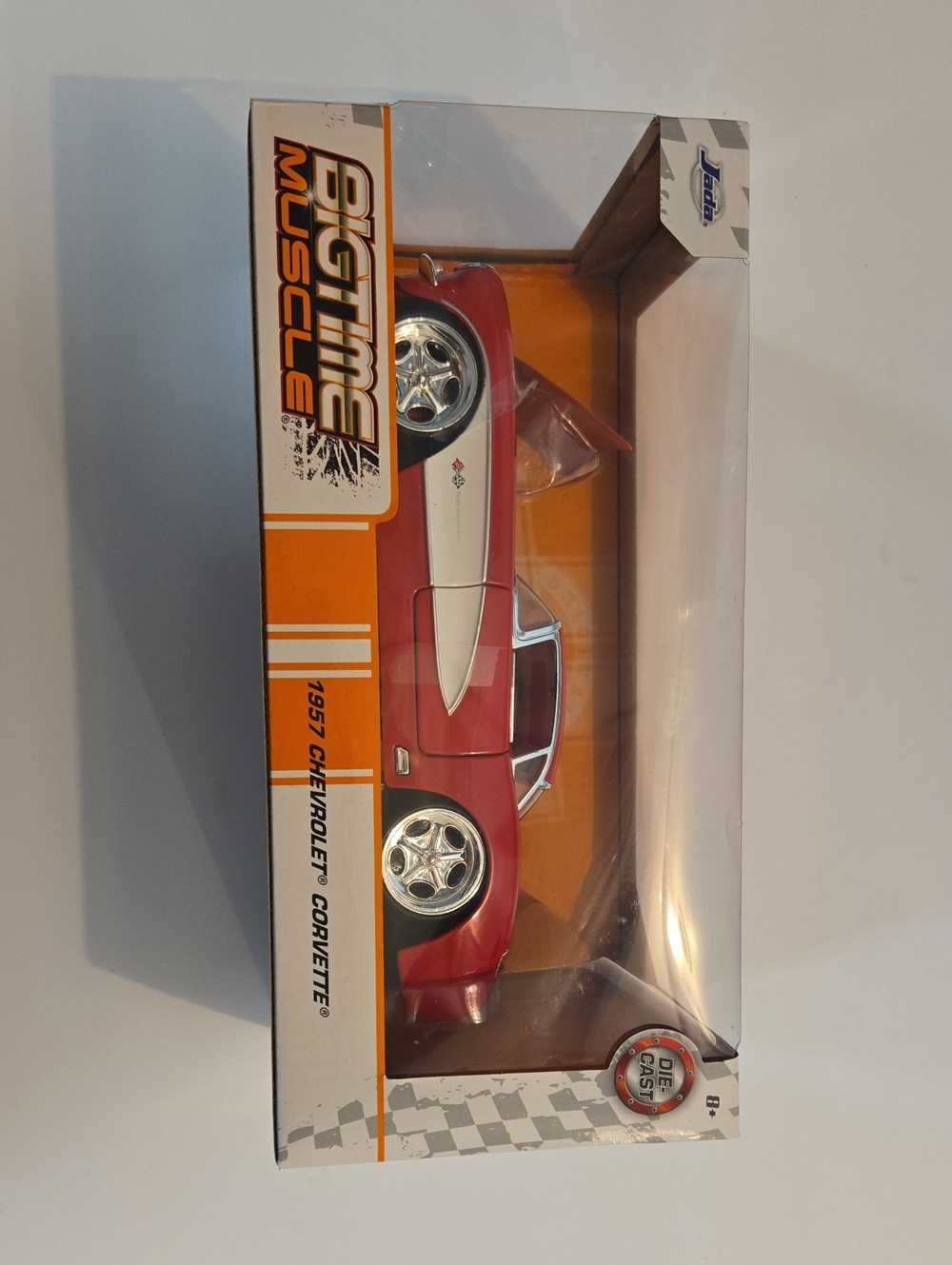Big Time Muscle 1957 Chevrolet Corvette Die-Cast Car - Red & White
